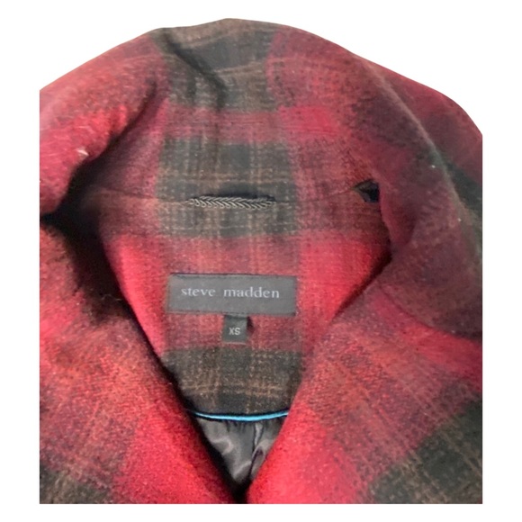 Steve Madden Red and Black Plaid Double Breasted Jacket Size XS - Picture 3 of 3